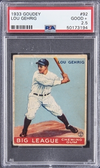 1933 Goudey #92 Lou Gehrig - PSA GOOD+ 2.5
